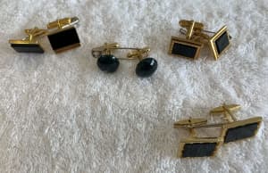 Vintage (4) Black/Gold Cufflinks