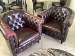 CHESTERFIELD LEATHER TUB CHAIRS 