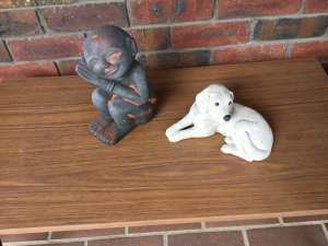 One Terracotta Statue 26 cm tall and one Stone Dog Reduced 
