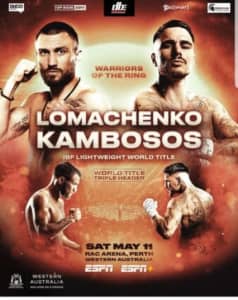 Lomachenko V Kambosos title fight tickets X 4