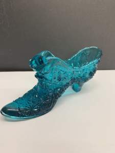 Blue Glass Boot 15cm length. Perfect condition