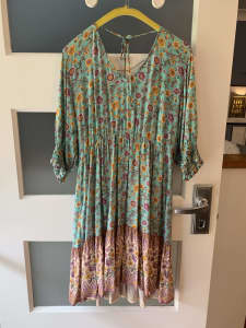 As New Arnhem Floral Boho Dress with Ruffle Hem Size 10