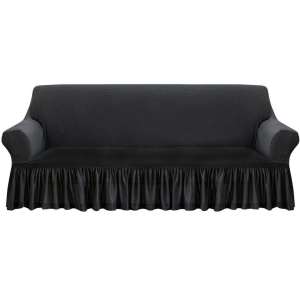 SOGA Colored 3- Seater Sofa Cover with Ruffled Skirt