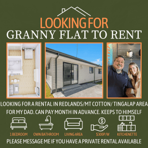 LOOKING FOR: Granny Flat Redlands area - will pay month in advance
