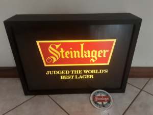 BAR MANCAVE STEINLAGER lightup sign Lager Beer New Zealand 