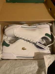 Lacoste twin serve leather white shoes mens