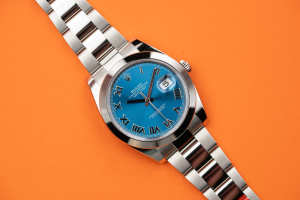Rolex Datejust 41mm 126300 Smooth Oystersteel Azzurro Blue Roman Dial