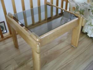 Small Wooden Glass Coffee Top Table