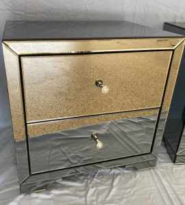 Pair of Mirrored bedside tables