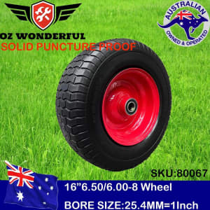 Solid Wheelbarrow16 6.50/6.00-8 25.4mmBORE Tyre Wheels Puncture Proof