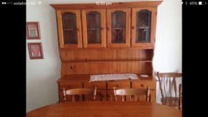 Large Country Style Pine Kitchen a Dresser w/ lead light