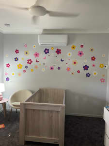 Baby and Kids Wall Decals - 6 panels Flowers & Butterflies