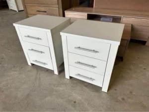 NEW IN BOX CUE White Bedside tables $125 each