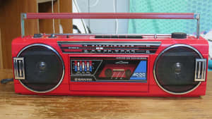 Vintage 1985 Sanyo M 7030F Red Boombox - Stunning & Fully Functional!!