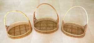3 x CANE BASKETS GREAT FOR MAKING UP YOUR OWN XMAS GIFT HAMPERS