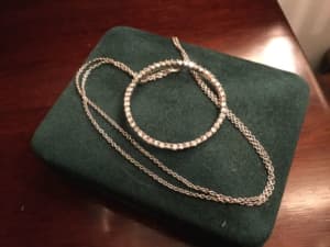 Large Diamond Circle of Life white gold pendant & chain