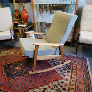 Mid Century rocking chair, restored and reupholstered 