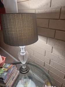 Elegant table lamps(2 of) etched glass base with stylish charcoal shad