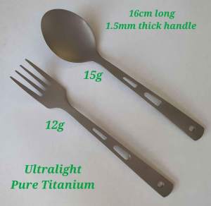 PURE TITANIUM ULTRALIGHT SPOON AND FORK