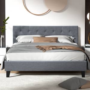 Wattle Bed Frame Fabric- Grey Queen...