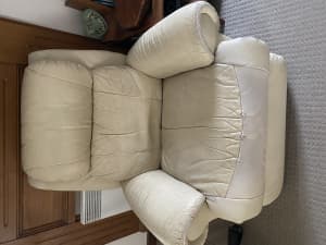 2 x Beige Leather Recliners