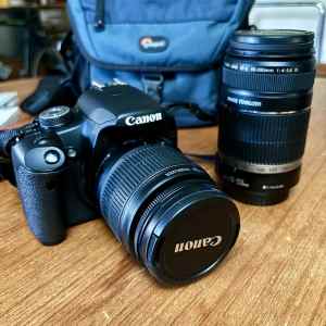 CANON EOS 500D DSLR Camera with 18-55 & 55-250 mm lenses & accessories