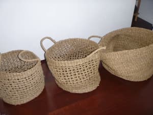 Set of 3x Seagrass baskets