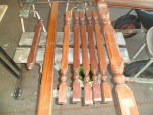 Jarrah wooden spindles x 5 ex staircase , $25 the lot