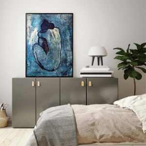 50cmx70cm Blue Nude by Pablo Picasso Black Frame Canvas Wall Art...