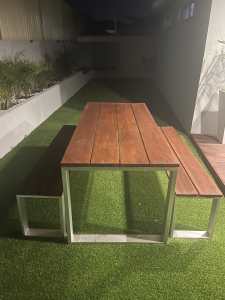 outdoor bench and tables