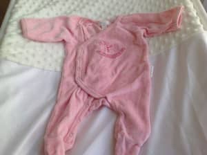PureBaby Baby Girl Footed Velour Horse Romper, 0000, NB