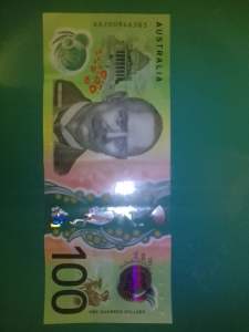 Rare AA serial number of $100 dollar note Australian
