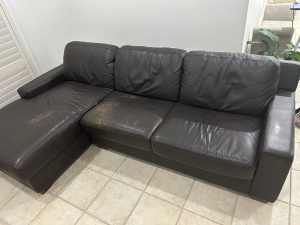3.5 seater leather lounge with chaise