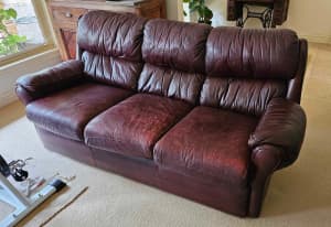 Leather lounge suite - 3 seater and 2 chairs