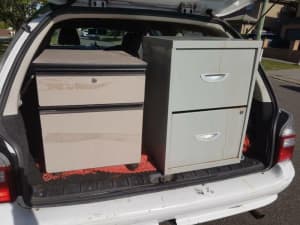 1 X 2 DRAWER FILING CABINET ON WHEELS (LEFT) $10. -LARGER ONE IS SOLD.