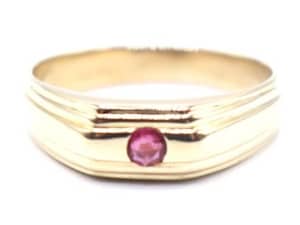 Natural Ruby 14ct Yellow Gold Ring With Stone Size U Ring 033700242697