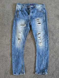 Jack Jones Mens Distressed Denim Jeans Sz 36 Ex Cond 