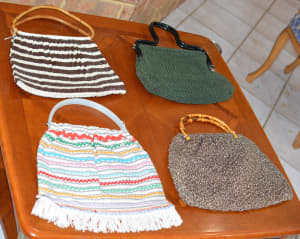 Vintage Hand Made Hand Bags Various Materials