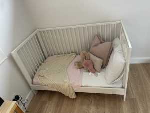Ikea gulliver cot including mattress and 2 adairs mattress protectors
