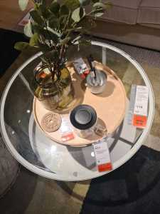 Ikea Vittsjo round glass coffee table white