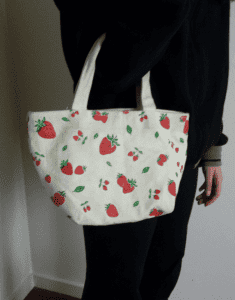 White Strawberry Pattern Handbag
