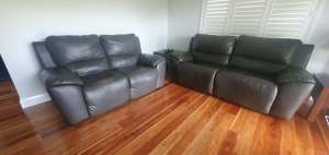 2 Brown Leather Recliner Sofas FREE pickup only 