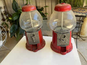 2 x Vintage Coin Operated Gumball machines