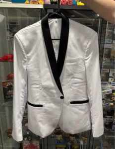 Handsome White with black trim tux formal jacket