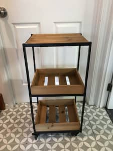 3 level trolley storage - metal and wood