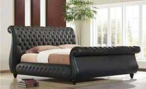 SALE!!!!!! Bowen Queen Leather Looking Bed Frame In Black (King Availa