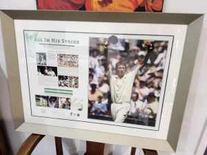 Cricket Framed Memrobillia Glenn McGrath Signed All in His Stride Last