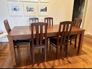 Solid Australian Jarrah Dining Table + 6 chairs