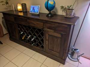PRICE REDUCED Handmade solid timber sideboard/buffet - rustic with win