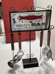 Vintage 4 Piece Bar Set with Mirrored Stand